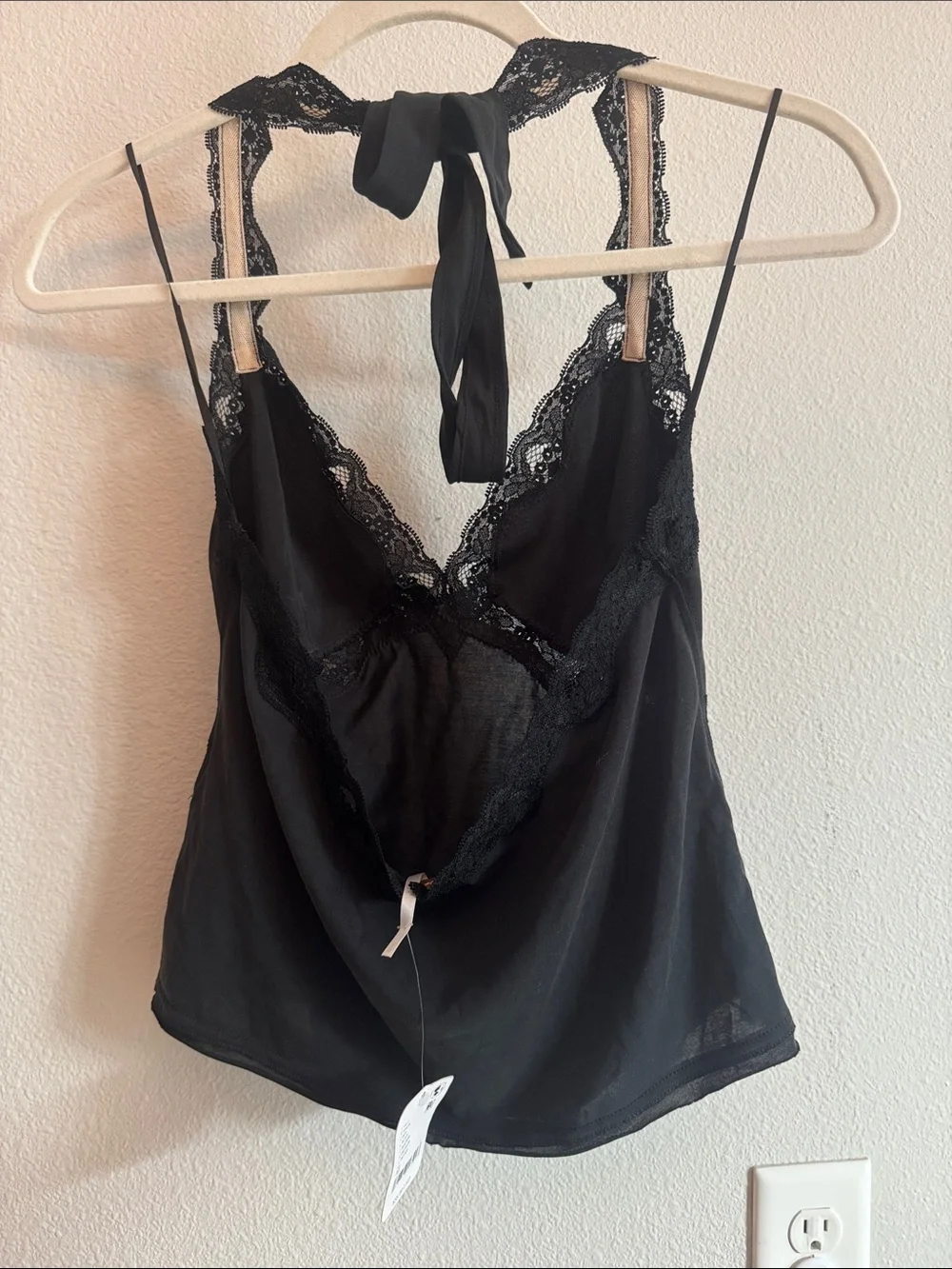 Free People Black Lace Halter Camisole